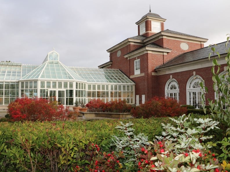 A view of the Irving Centre from the walled garden