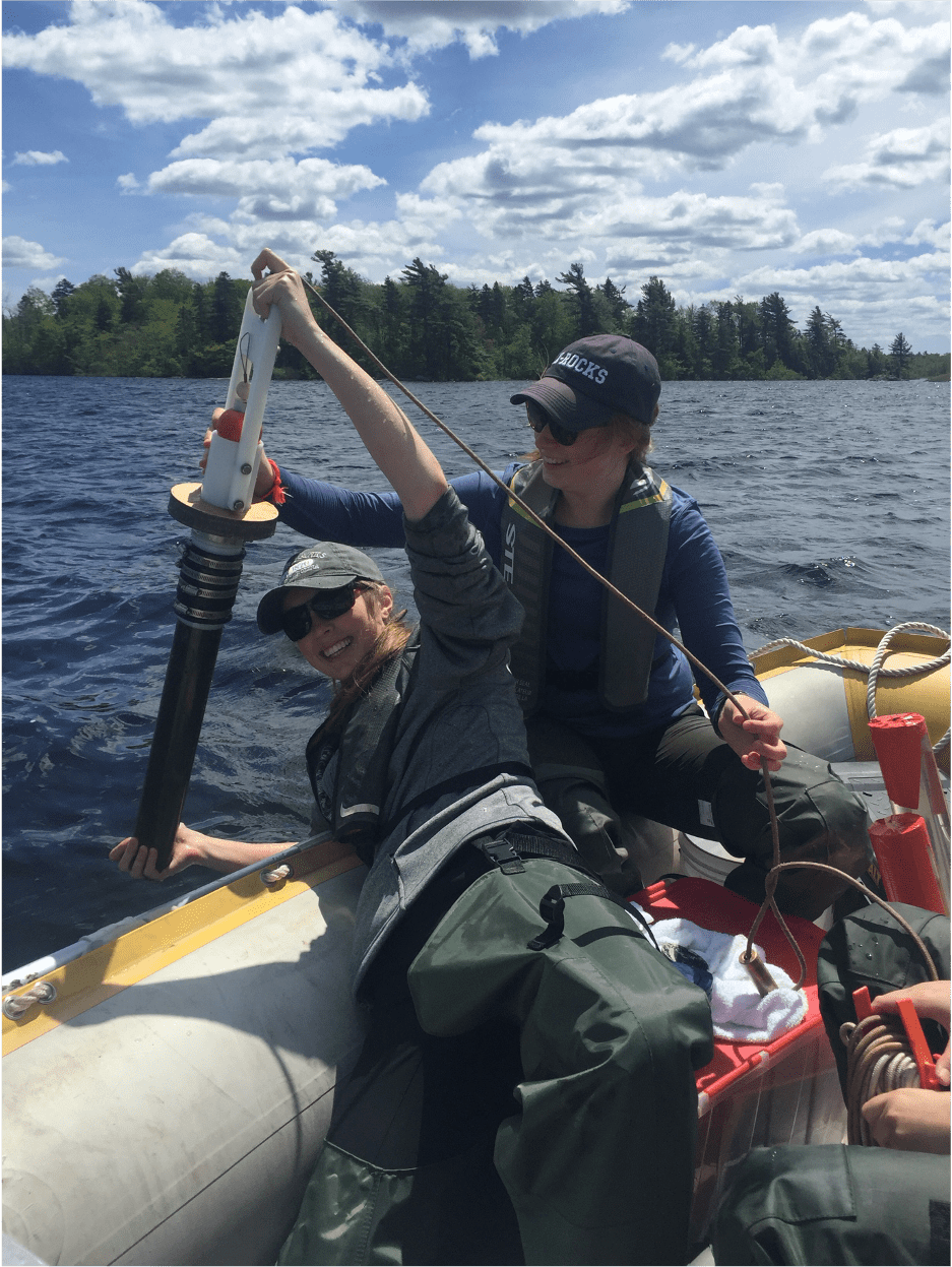 Lauren collecting samples at Gaspereau lake, NS