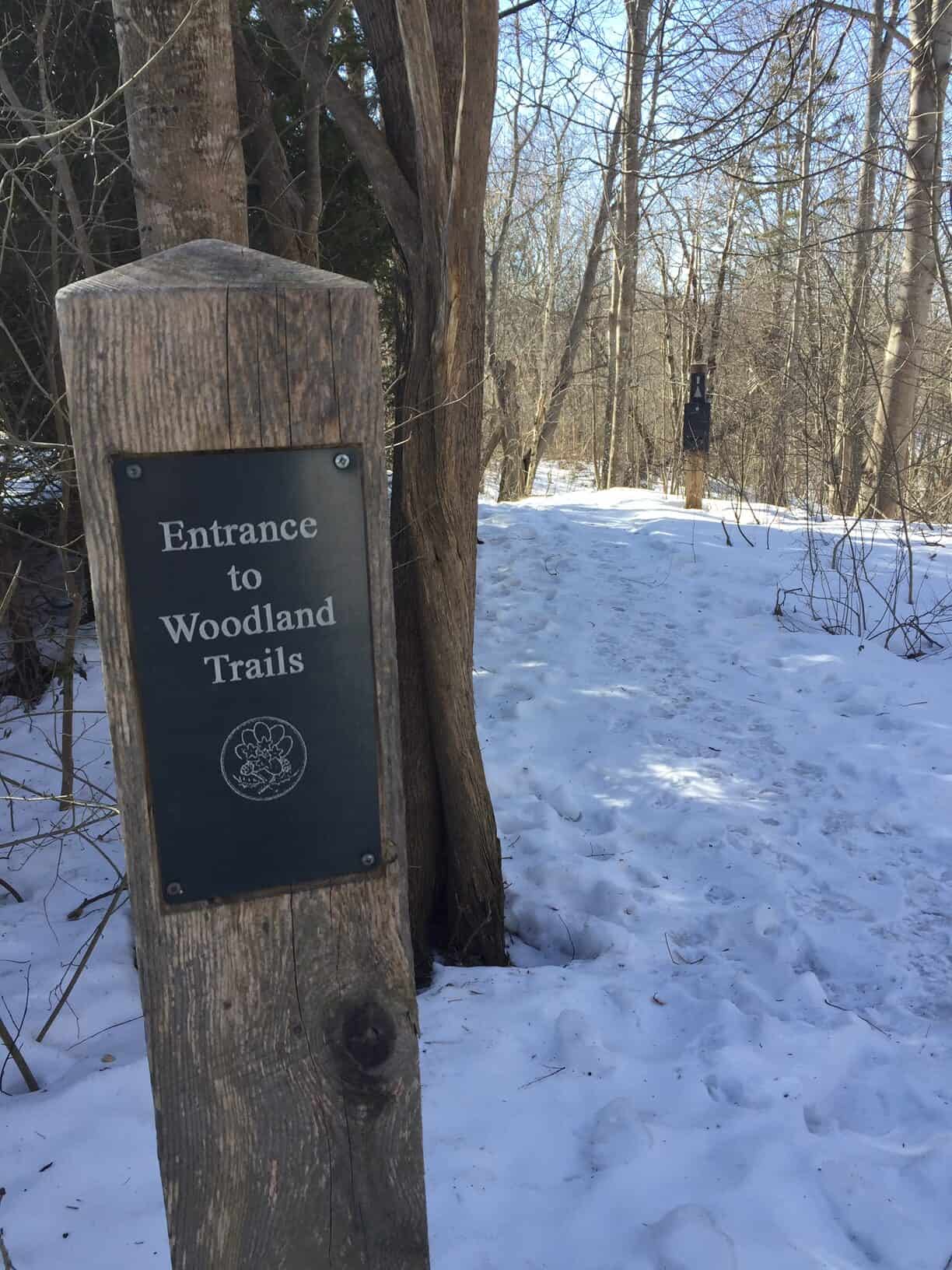 Sign at entrance to woodland trails