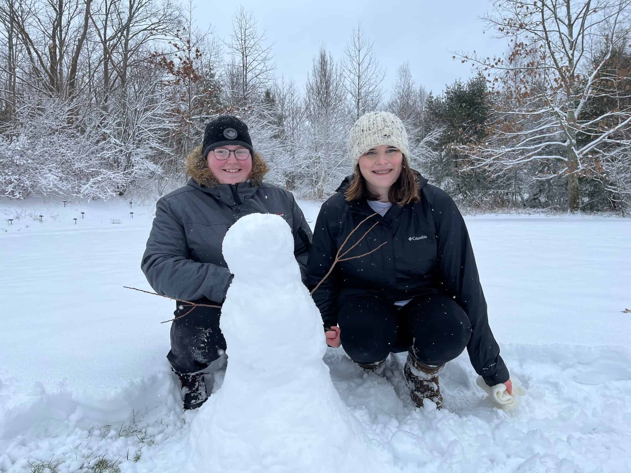 A picture of Acadia students in the snow